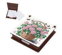 JICFDAO DIY Wooden Note Box with 160 Sheets Diamond Painting Note Box Diamond Painting Note Box Cube Note Box Crystal Art Kit Crafts for Office Workplace Home Gifts Flower Basket