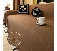 JIcloun Waterproof Throws for Sofas Extra Large 1 2 3 4 Seater Brown Soft High Density Sofa Throw Blanket with Tassels, for Bed Settees Chair Slipcover Anti Scratch Couch Cover
