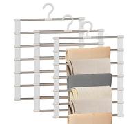 Jicyor 3 Pack Trouser Hangers,6 in 1 Space Saving Hangers with 360° Swivel Hook for Various Types of Clothing