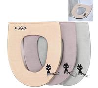 Jicyor 3pcs Toilet Seat Cover Cushion Pads Universal Thicken Zipper Toilet Seat Pad Mat Washable Reusable with Hanging Loop for Home Office School (Gray、Green、Beige)