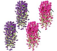 Jicyor 4Pcs Artificial Hanging Flowers，Artificial Hanging Plants Morning Glory Decoration Suitable for Indoor and Outdoor Wedding Decoration