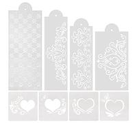 Jicyor 8PCS Cake Decorating Stencils - Flower Pattern Buttercream Mousse Chocolate Ice Cream