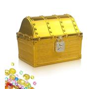 Jicyor Kids Treasure Chest,Toy Box Pirate Treasure Antique Color Also Suitable for Pirate Treasure Parties in Size of 17cmx13.5cmx14cm
