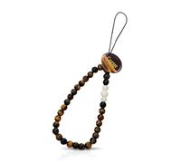 Jicyor Mobile Phone Chain Short Tiger's Eye Natural Stone White Bodhi Mobile Phone Chain with Tiger's Eye Pendant Mobile Phone Jewellery Bracelet Mobile Phone Chain Beads