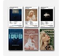 Jidadio A Set Of 6 Billie Poster Eilish Music Singer Vintage Album Cover Wall Art Canvas Posters Room Decorative Aesthetic Print Decor 08x12inch(20x30cm) Style-1