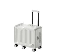 Jidanmian 18/20" Ride on Luggage, Hardside Ride on Suitcase with Combination Lock/Integrated Footrest, Six Wheels Carry on Luggage for Adults(White,18")