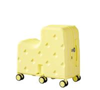Jidanmian Hardside Ride On Suitcase,Carry On Luggage with Six Spinner Wheels/Cup Holder,Large Capacity ABS Travel Rolling Suitcases(Yellow,20")