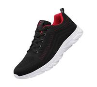 jiddhf Men Knit Running Sneakers Minimalist Lace Up Low Top Red