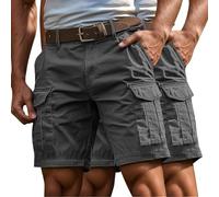jiddhf Mens Multi Pocket Cargo Shorts with Belt Loops Relaxed Fit Casual Workwear Cotton Blend Shorts for Men Daily Outdoor Activities Grey
