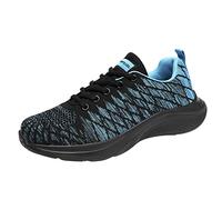 jiddhf Women Knit Running Sneakers Lace Up Low Top Sky Blue