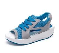 jiddhf Women’S Chunky-Soled Wedge Sandals Lightweight Breathable Blue