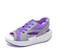 jiddhf Women’S Chunky-Soled Wedge Sandals Lightweight Breathable Purple