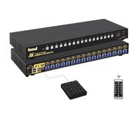 JideTech 16x1 HDMI KVM Switch with USB 3.0 HUB, 16 in 1 Out 4K HDMI Switcher with 4K 60Hz Resolution, Rack Mount KVM Switch Support HDCP, EDID, Hotkey Mouse Switching for Linux, Windows, Mac, Unix