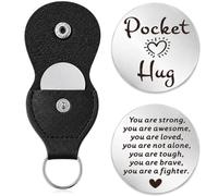 Jidkhfk Pocket Hug Keyring guardian gifts Coin Little Pocket Hug Token gift | Double-Sided Encouragement Keychains with Leather Inspirational Gift for Friends Cancer Survivor