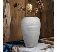 JIDOFUE Vintage White Ceramic Vase, 26 cm/10.2 Inch Tall Rustic Terracotta Vase for Home, Living Room Decoration, Country Style, Wedding, Housewarming Gift