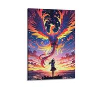 JIDUHON Animal Dreamy Phoenix Spreading Wings Under The Starry Sky Poster Modern Wall Art Canvas Aesthetic Decoration Painting 20x30inch(50x75cm) Frame-style