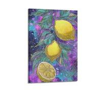 JIDUHON Colorful Line - Drawn Lemon in Starry Sky Poster Modern Wall Art Canvas Aesthetic Decoration Painting 20x30inch(50x75cm) Frame-style
