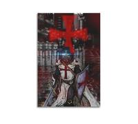 JIDUHON Crusader Cyber Style Knight with Sword And Shield in City Poster Modern Wall Art Canvas Aesthetic Decoration Painting 20x30inch(50x75cm) Unframe-style