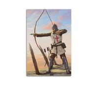 JIDUHON Crusader Illustration Style Knight Aiming with Bow Poster Modern Wall Art Canvas Aesthetic Decoration Painting 08x12inch(20x30cm) Unframe-style