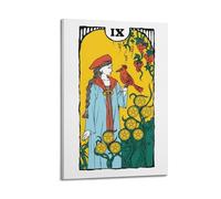 JIDUHON Figure with Bird And Pentacles in Flat Coloring Poster Modern Wall Art Canvas Aesthetic Decoration Painting 24x36inch(60x90cm) Frame-style