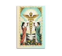 JIDUHON Figure with Cups And Double - Snake Staff in Flat Coloring Poster Modern Wall Art Canvas Aesthetic Decoration Painting 08x12inch(20x30cm) Unframe-style