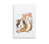 JIDUHON Guinea Pigs Stacked, Simple Drawing Shows Affectionate Look Poster Modern Wall Art Canvas Aesthetic Decoration Painting 12x18inch(30x45cm) Unframe-style