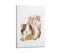 JIDUHON Guinea Pigs Stacked, Simple Drawing Shows Affectionate Look Poster Modern Wall Art Canvas Aesthetic Decoration Painting 12x18inch(30x45cm) Frame-style