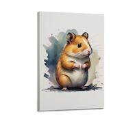 JIDUHON Hamster Holding Paws, Ink Blending Builds Agile Picture Poster Modern Wall Art Canvas Aesthetic Decoration Painting 16x24inch(40x60cm) Frame-style
