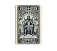 JIDUHON King Sitting on Throne with Sword Poster Modern Wall Art Canvas Aesthetic Decoration Painting 16x24inch(40x60cm) Unframe-style