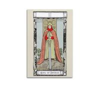 JIDUHON King with Sword on Rock in Realistic Style Poster Modern Wall Art Canvas Aesthetic Decoration Painting 16x24inch(40x60cm) Unframe-style