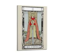 JIDUHON King with Sword on Rock in Realistic Style Poster Modern Wall Art Canvas Aesthetic Decoration Painting 16x24inch(40x60cm) Frame-style