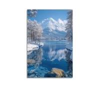JIDUHON Landscape Poster Snowy Mountain And Lake Reflection.jpg Poster Modern Wall Art Canvas Aesthetic Decoration Painting 08x12inch(20x30cm) Unframe-style