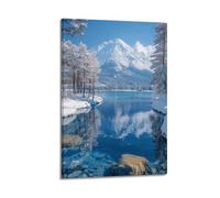 JIDUHON Landscape Poster Snowy Mountain And Lake Reflection.jpg Poster Modern Wall Art Canvas Aesthetic Decoration Painting 24x36inch(60x90cm) Frame-style