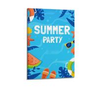 JIDUHON Landscape Poster Summer Party Elements.jpg Poster Modern Wall Art Canvas Aesthetic Decoration Painting 12x18inch(30x45cm) Frame-style