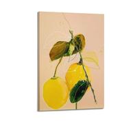 JIDUHON Light - Color Line - Drawn Lemon Branch on Pink Poster Modern Wall Art Canvas Aesthetic Decoration Painting 12x18inch(30x45cm) Frame-style