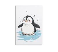 JIDUHON Penguin Playing In Water With Ink Style Poster Modern Wall Art Canvas Aesthetic Decoration Painting 16x24inch(40x60cm) Unframe-style