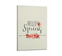 JIDUHON Season Poster Hello Spring Floral Greeting.jpg Poster Modern Wall Art Canvas Aesthetic Decoration Painting 20x30inch(50x75cm) Frame-style