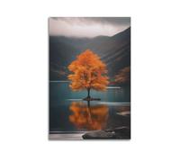 JIDUHON Season Posters Lonely Autumn Tree by Lake.jpg Poster Modern Wall Art Canvas Aesthetic Decoration Painting 16x24inch(40x60cm) Unframe-style