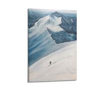 JIDUHON Season Posters Skier on Snowy Mountain Slope.jpg Poster Modern Wall Art Canvas Aesthetic Decoration Painting 16x24inch(40x60cm) Frame-style