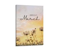 JIDUHON Season Posters Spring Cosmos Sunset Hello March.jpg Poster Modern Wall Art Canvas Aesthetic Decoration Painting 24x36inch(60x90cm) Frame-style
