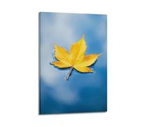 JIDUHON Season Posters Yellow Autumn Leaf on Blue Water.jpg Poster Modern Wall Art Canvas Aesthetic Decoration Painting 20x30inch(50x75cm) Frame-style