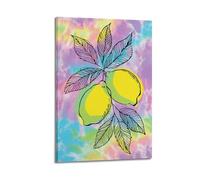 JIDUHON Tie - Dye Style Line - Drawn Lemon Leaves Poster Modern Wall Art Canvas Aesthetic Decoration Painting 08x12inch(20x30cm) Frame-style