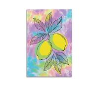 JIDUHON Tie - Dye Style Line - Drawn Lemon Leaves Poster Modern Wall Art Canvas Aesthetic Decoration Painting 24x36inch(60x90cm) Unframe-style