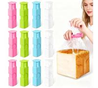 Jidyllic 12Pcs Reusable Food Storage Bag Clips - Spring Squeeze and Lock Freezer Clips to Keep Bread Fresh, Airtight Seal for Snacks, Plastic Bags (Blue, White, Green, Rose Pink)