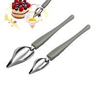 Jidyllic 2 Pcs Stainless Steel Pointed Sauce Drawing Spoons, Modern Culinary Precision Decorative Spoons for Decorating Plates Cake and Dessert