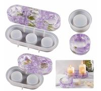 Jidyllic Candle Holder Resin Mould,3 Pcs Resin Moulds Silicone Candle Holder Mould Tea Light Candle Holder Silicone Moulds Epoxy Pouring Mould DIY Decoration Crafts for Home Party Ornament