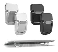 Jidyllic Mini Foldable Laptop Stand for Desk,4-Pack Dual-Tilt Mini Keyboard Stand, Invisible Foldable Computer Support for Desk with Anti-Slip Base (Black & Silver)