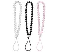 Jidyllic Mobile Phone Charms,3 Pcs Crystal Beads Charm Strap Sparkling Beaded Lanyard Mobile Chain Hand Wrist Cell Phone Crystal Lanyard for Girls Ladies Women
