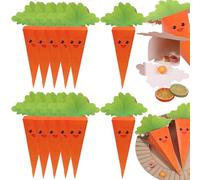 JIE CARALL 12 Pcs Easter Carrot Treat Boxes 3D Carrot Shaped Cookie Candy Holder Cardboard Box Gift Container for Spring Easter Goodie Candy Sweet Basket Decorations Party Favors Supplies