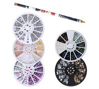 Jie Du 5 Boxes Nail Art Rhinestone Gold Silver Purple Teardrop Resin Rhinestones 3D Nail Decoration Rhinestone Picker Pen